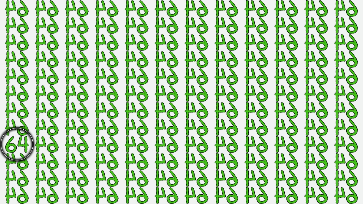 Optical Illusion: Within 6 Seconds Spot The Number 64 among Inverted 64