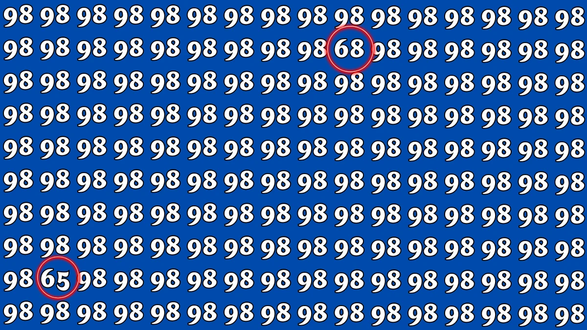 Optical Illusion: Within 6 Seconds Spot The Number 65 and 68 among 98