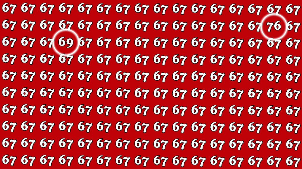Optical Illusion: Within 6 Seconds Spot The Number 69 and 76 among 67