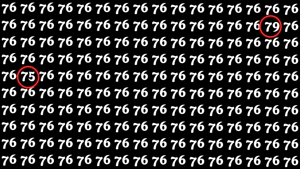Optical Illusion: Within 6 Seconds Spot The Number 75 and 79 among 76