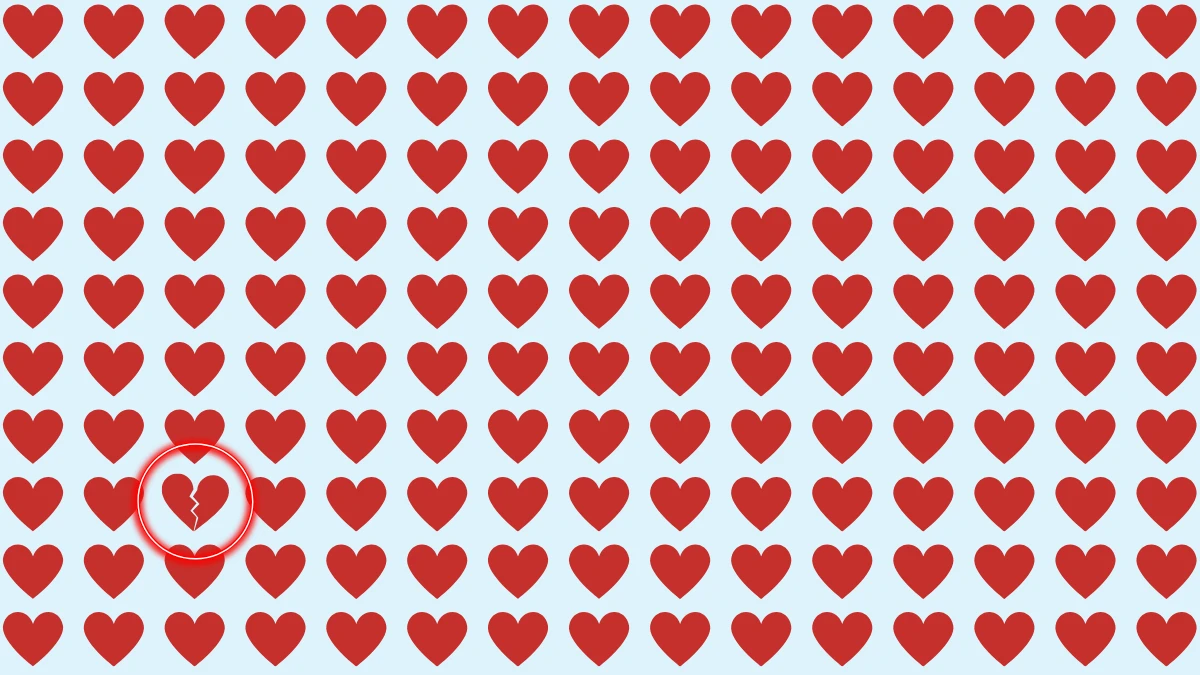 Optical Illusion: Within 7 Seconds find the Hidden Heartache in a Sea of Love