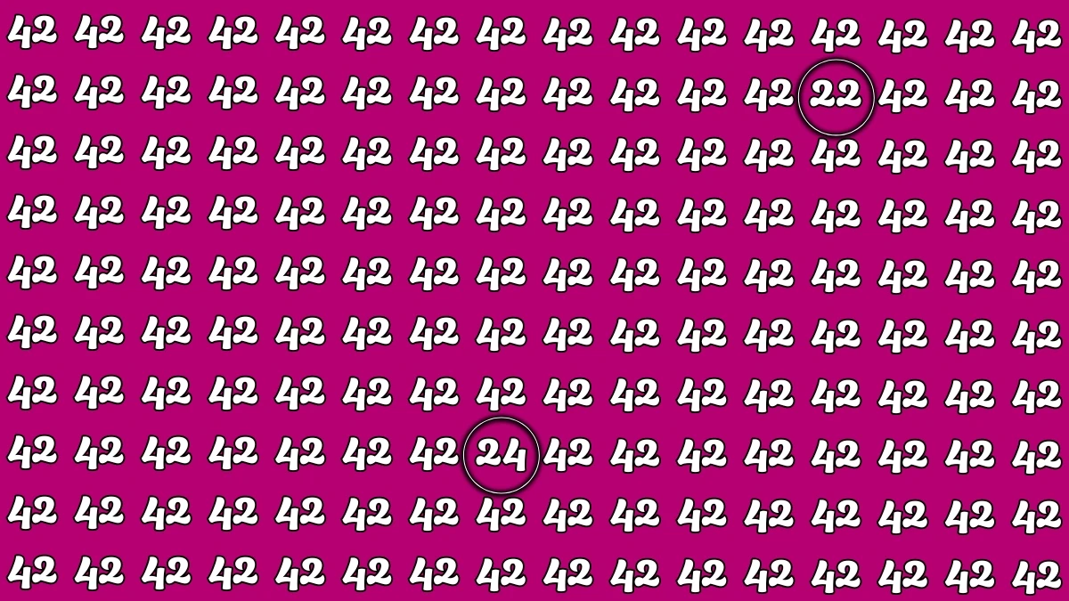 Optical Illusion: Within 7 Seconds Spot The Number 22 and 24 among 42