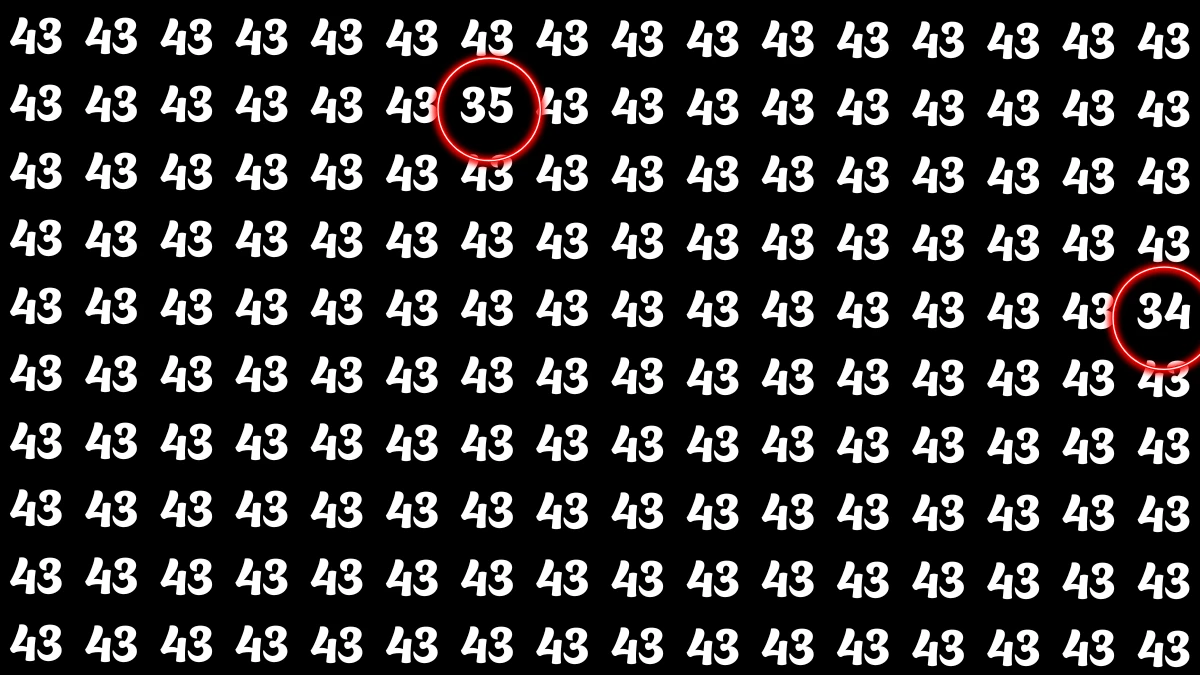Optical Illusion: Within 7 Seconds Spot The Number 34 and 35 among 43