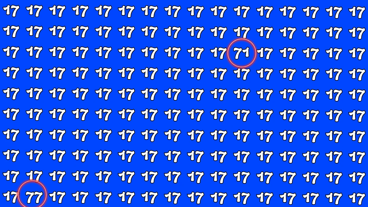 Optical Illusion: Within 7 Seconds Spot The Number 77 and 71 among 17