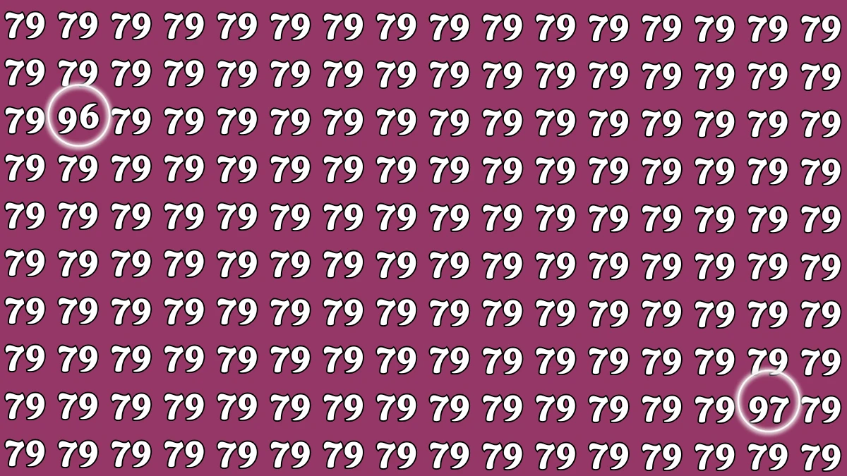 Optical Illusion: Within 7 Seconds Spot The Number 96 and 97 among 79
