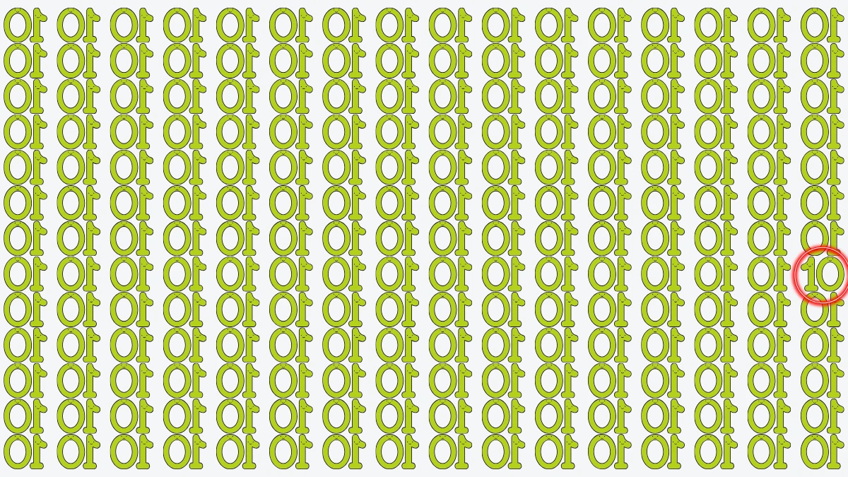 Optical Illusion: Within 8 Seconds Spot The Number 10 among Inverted 10