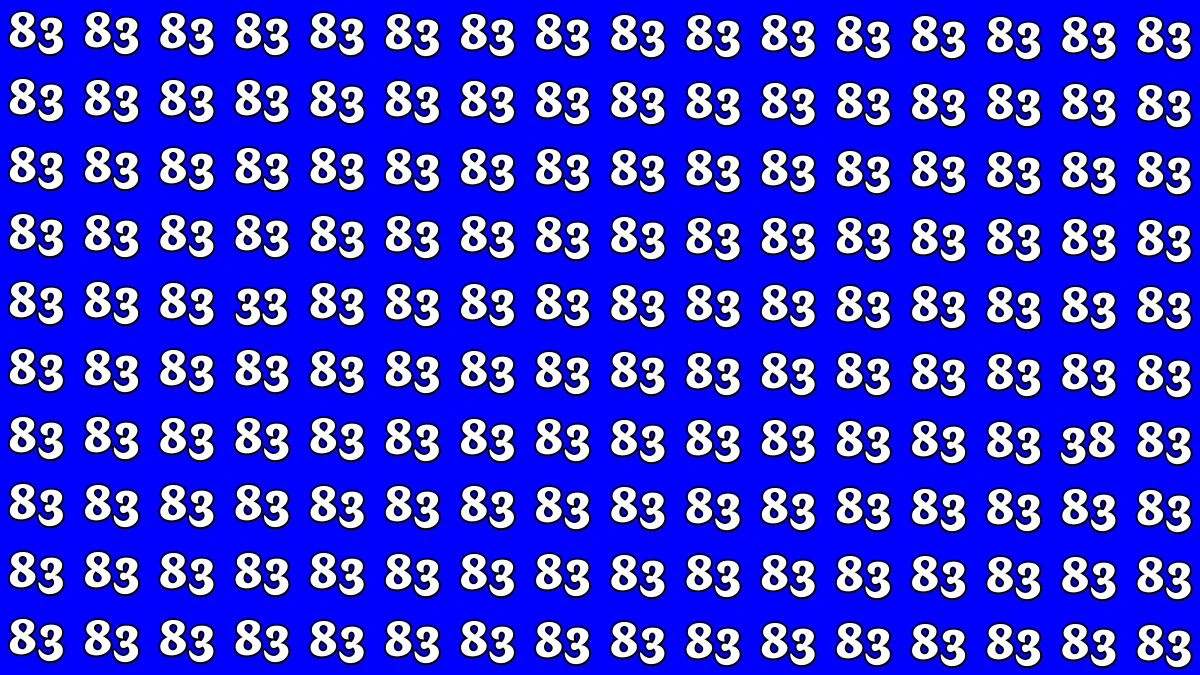 Optical Illusion: Within 8 Seconds Spot The Number 38 and 33 among 83
