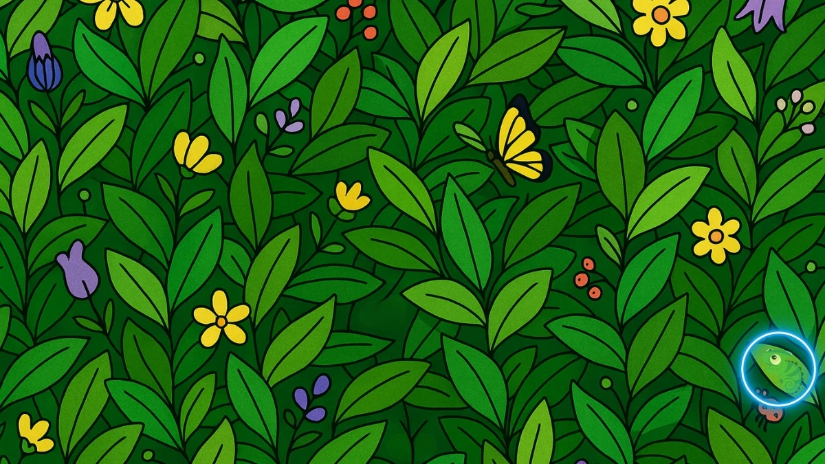 Brain Teaser 5 Secs Challenge: Can You Find the Hidden Chameleons Among Leaves?