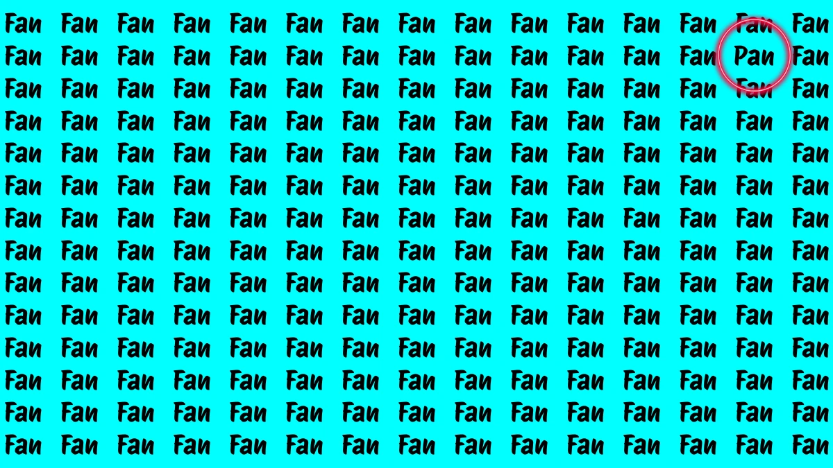 Brain Teaser: Within 5 Seconds Spot The Word Pan among Fan
