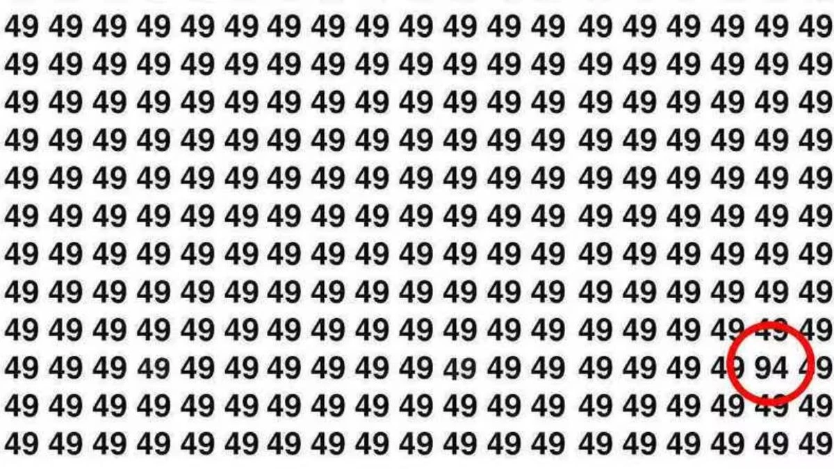 Optical Illusion: Within 9 Seconds Spot The Number 94 among 49