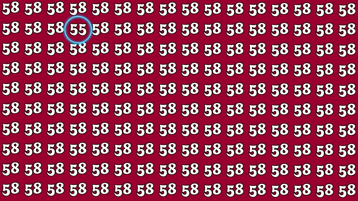Observation Find it Out: Within 5 Seconds Spot The Number 55 among 58