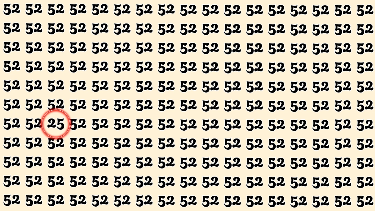 Observation Find it Out: Within 7 Seconds Spot The Number 25 among 52