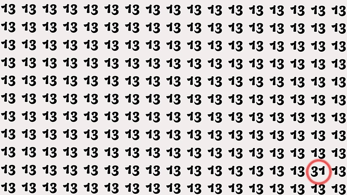 Observation Find it Out: Within 7 Seconds Spot The Number 31 among 13