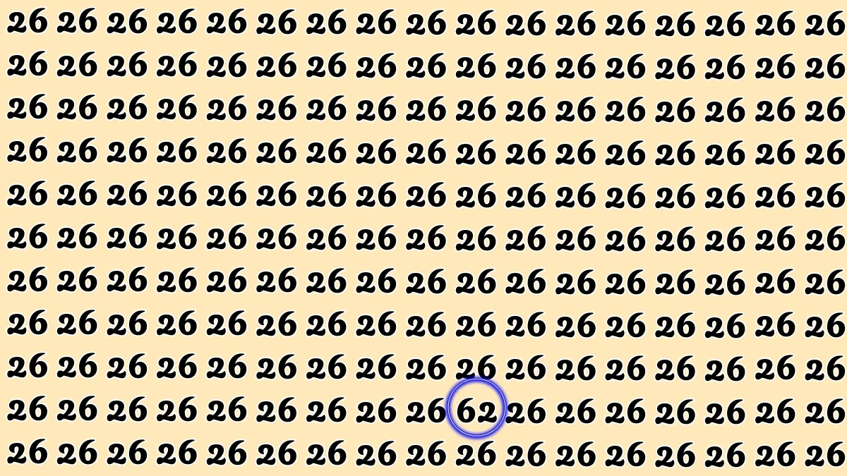 Observation Find it Out: Within 7 Seconds Spot The Number 62 among 26