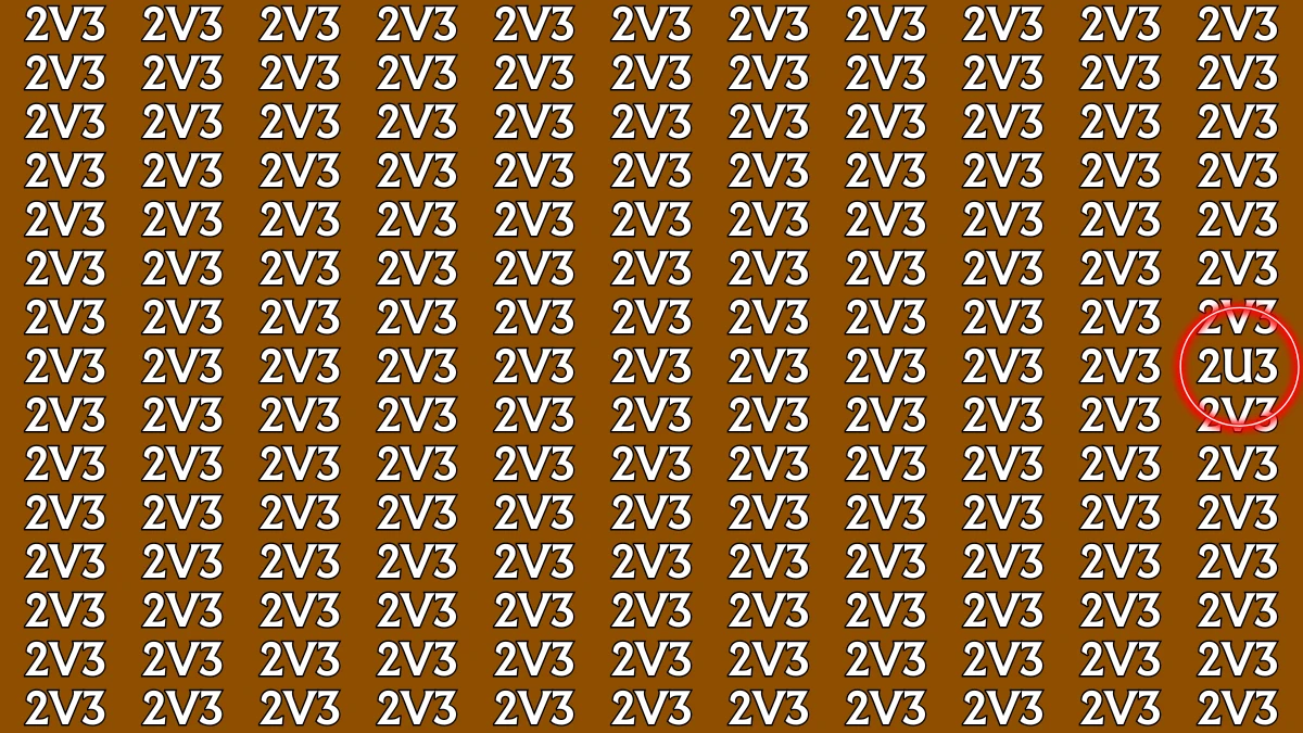 Optical Illusion: Only Sharp Eyes Can Find the Hidden 2U3 among 2V3s within 8 Seconds
