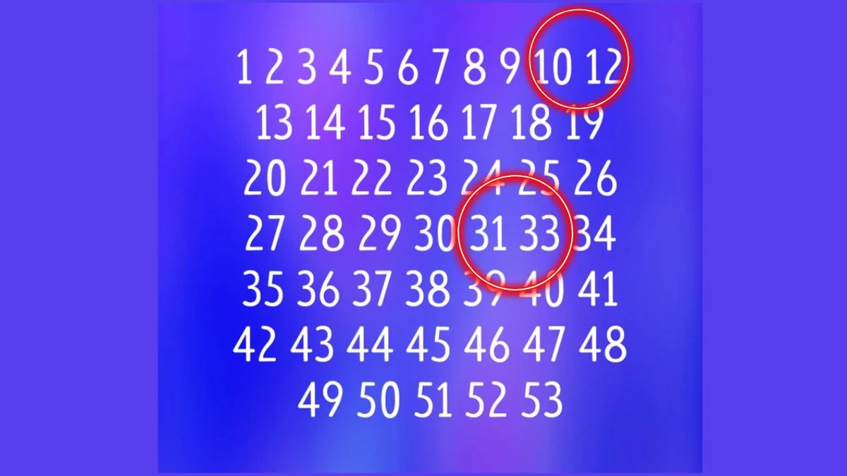 Optical Illusion: Within 15 Secs find the Missing Numbers from 1 To 53