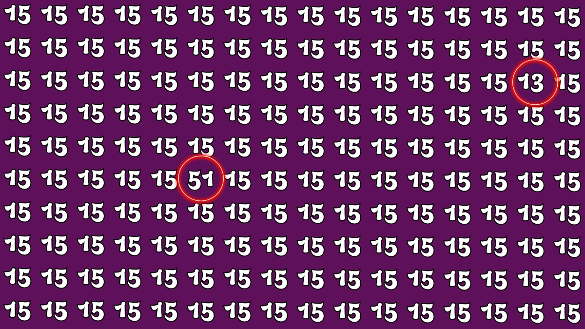 Optical Illusion: Within 5 Seconds Spot The Number 13 and 51 among 15