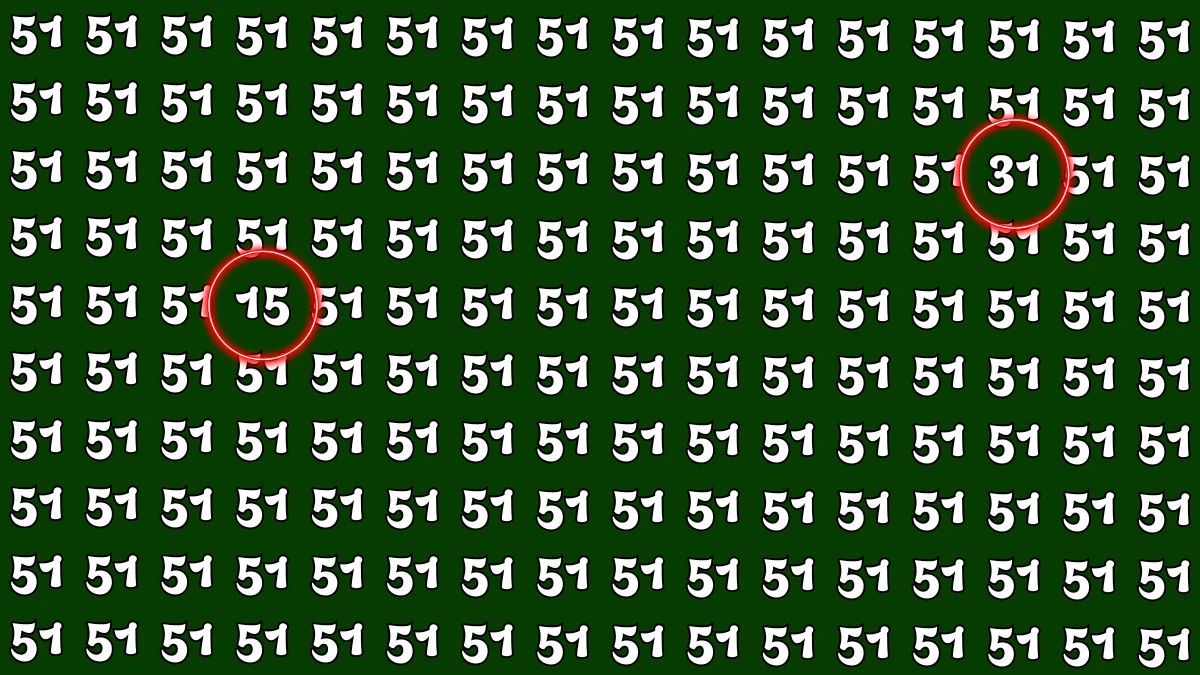 Optical Illusion: Within 5 Seconds Spot The Number 15 and 31 among 51