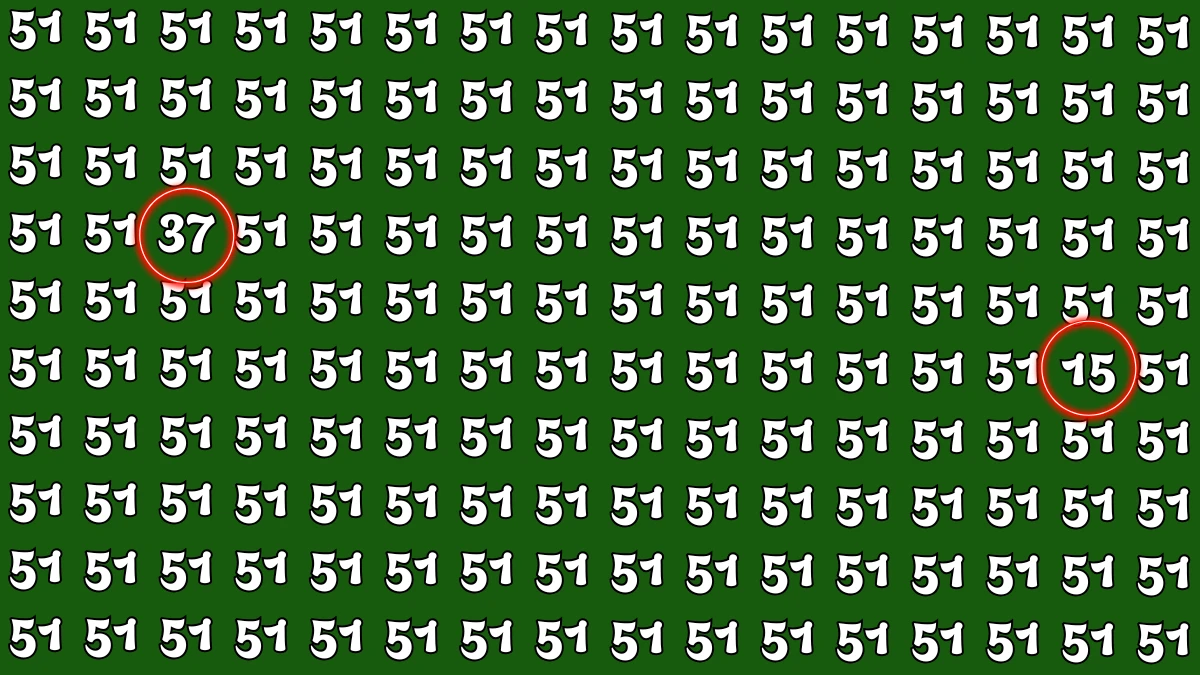 Optical Illusion: Within 5 Seconds Spot The Number 15 and 37 among 51