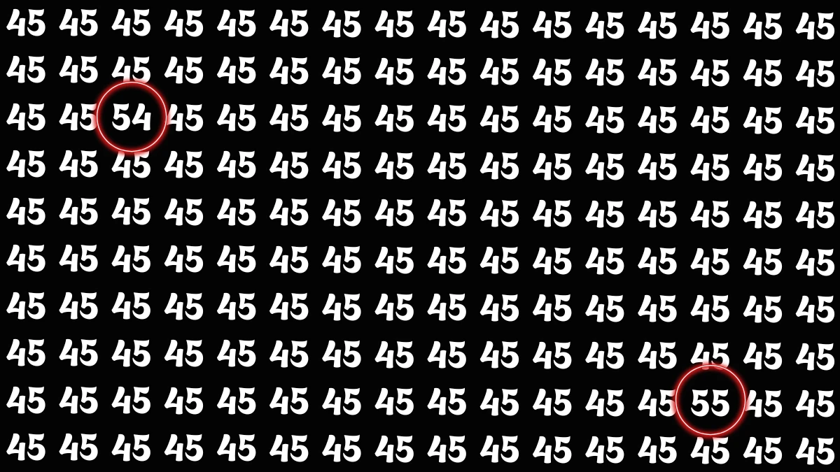 Optical Illusion: Within 5 Seconds Spot The Number 55 and 54 among 45