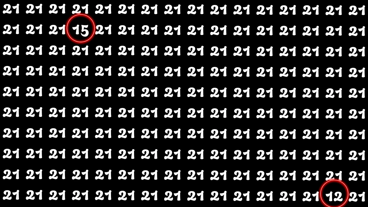Optical Illusion: Within 6 Seconds Spot The Number 12 and 15 among 21