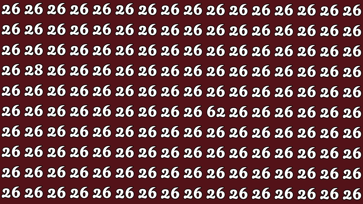 Optical Illusion: Within 6 Seconds Spot The Number 28 and 62 among 26