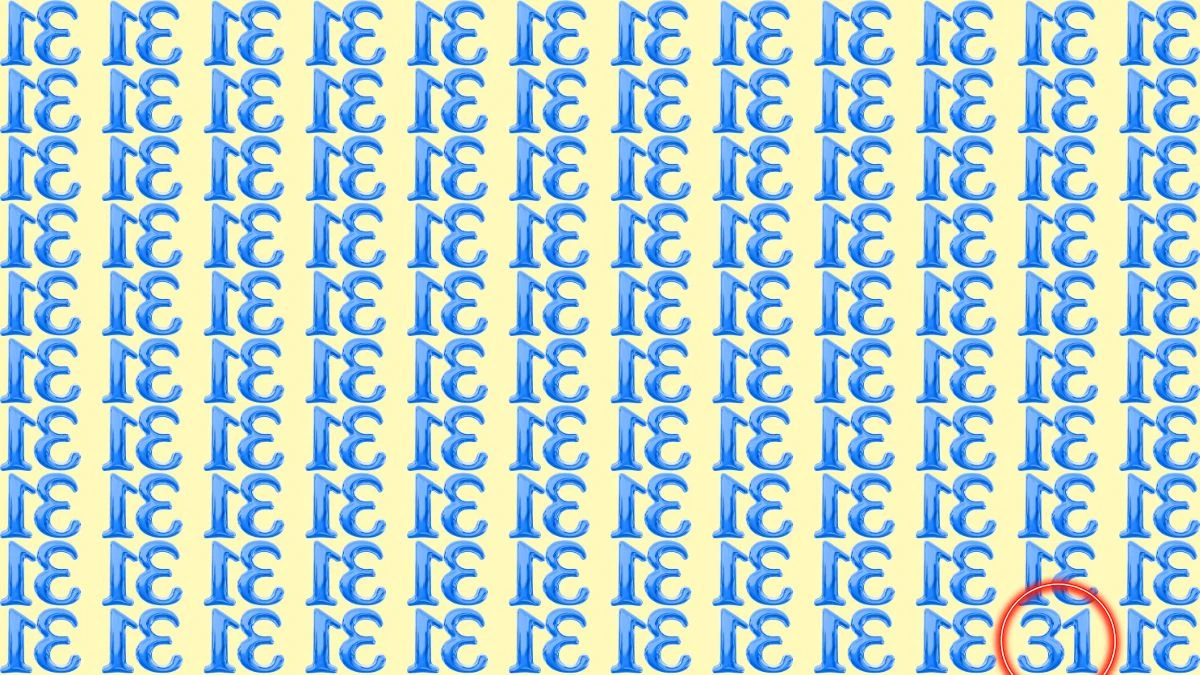 Optical Illusion: Within 6 Seconds Spot The Number 31 among Inverted 31