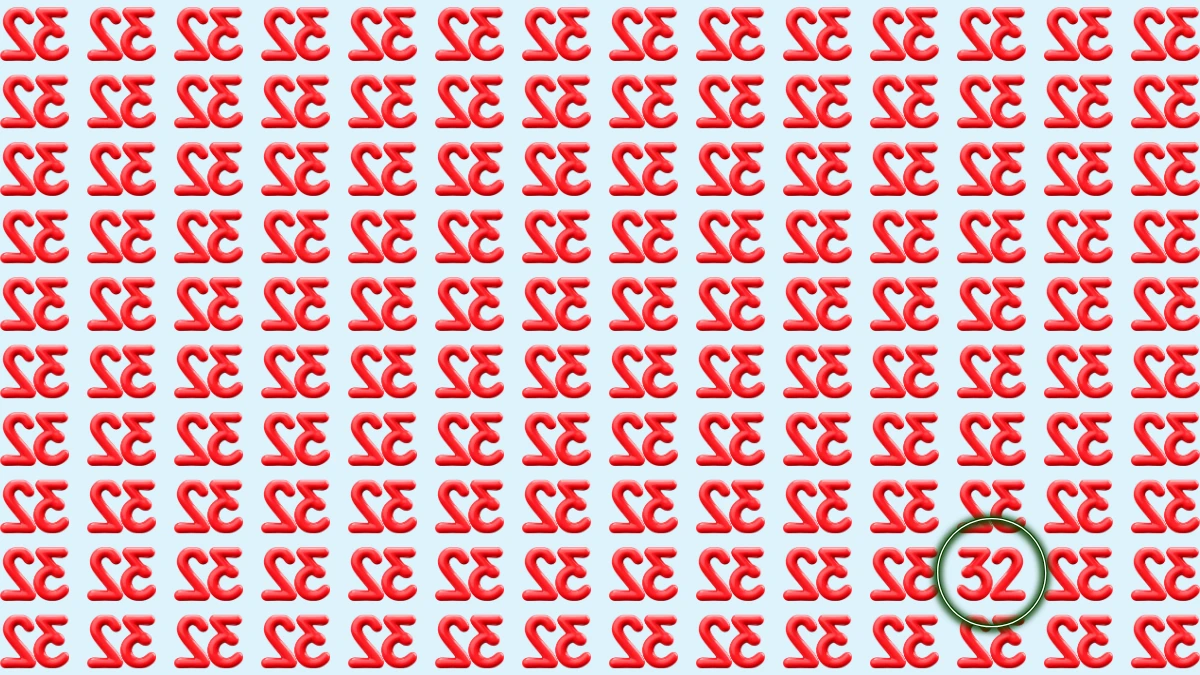 Optical Illusion: Within 6 Seconds Spot The Number 32 among Inverted 32