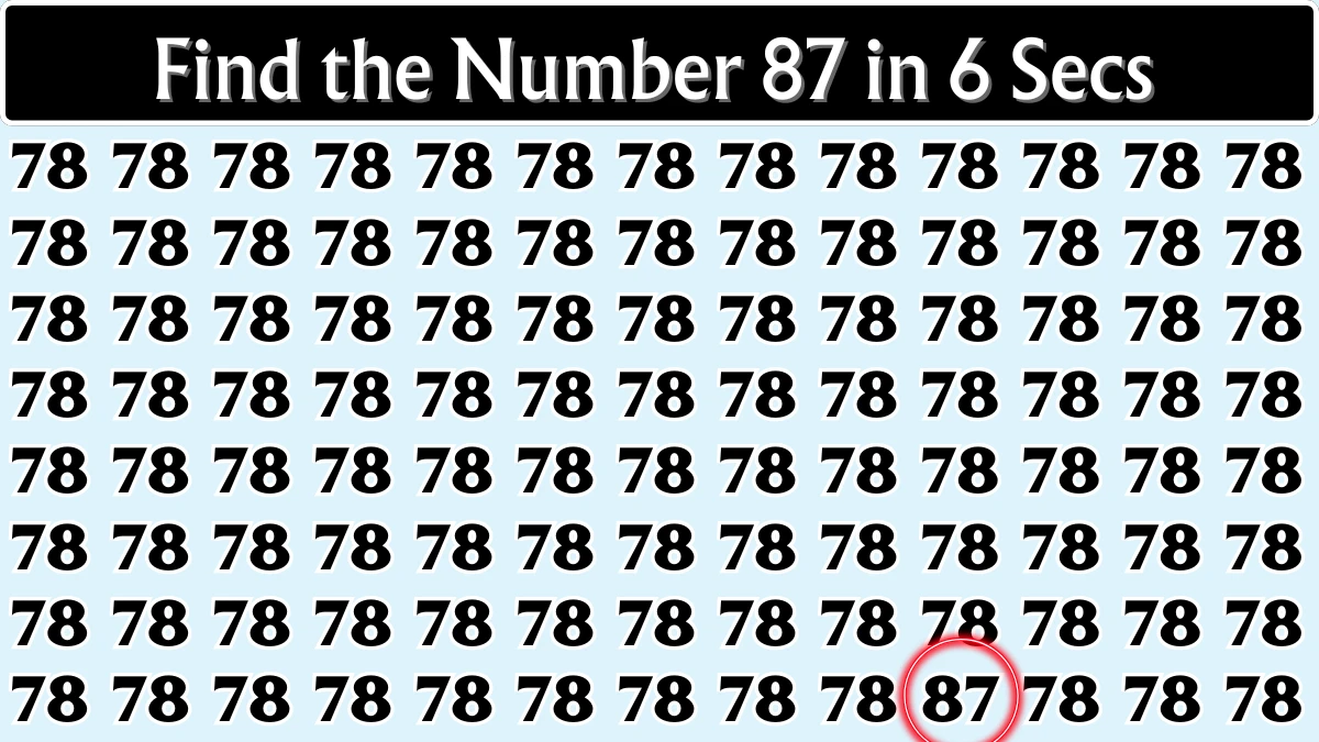Optical Illusion: Within 6 Seconds Spot The Number 87 among 78