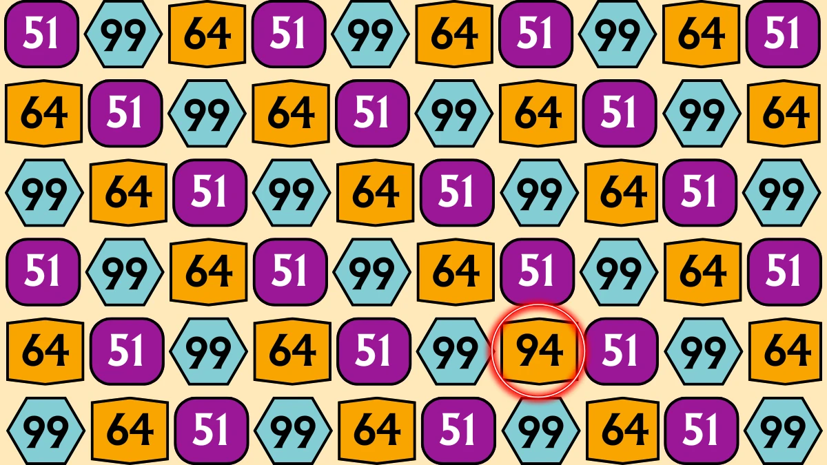 Optical Illusion: Within 6 Seconds Spot The Number 94 among 51, 64 and Inverted 66