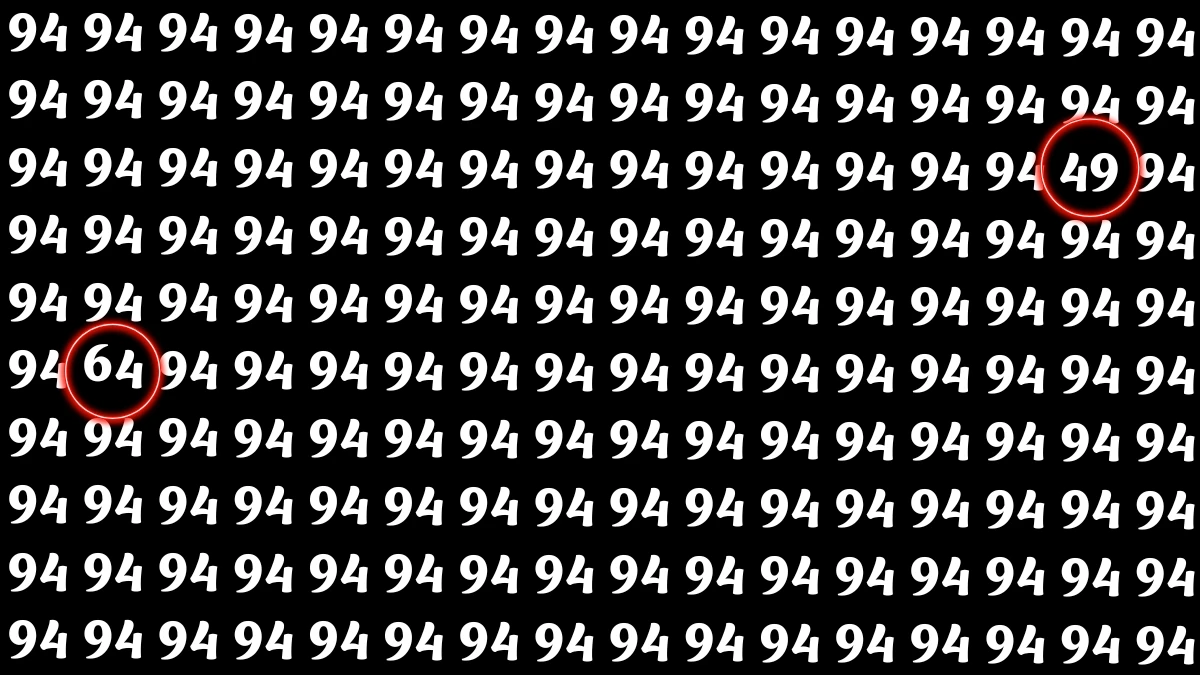 Optical Illusion: Within 7 Seconds Spot The Number 49 and 64 among 94
