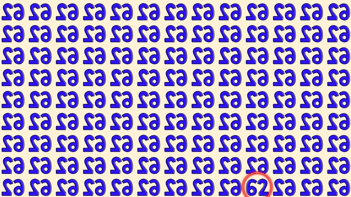 Optical Illusion: Within 7 Seconds Spot The Number 62 among Inverted 62