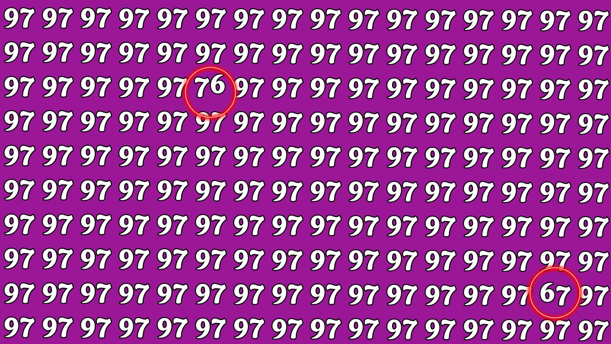 Optical Illusion: Within 7 Seconds Spot The Number 76 and 67 among 97
