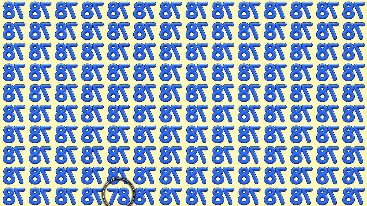 Optical Illusion: Within 7 Seconds Spot The Number 78 among Inverted 78