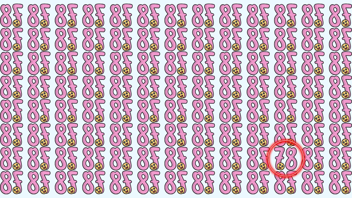 Optical Illusion: Within 7 Seconds Spot The Number 78 among Inverted 78