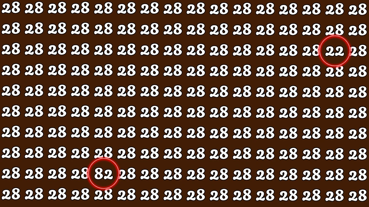 Optical Illusion: Within 7 Seconds Spot The Number 82 and 22 among 28