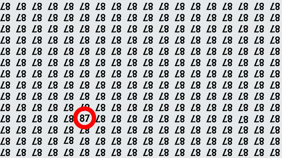 Optical Illusion: Within 7 Seconds Spot The Number 87 among Inverted 87s