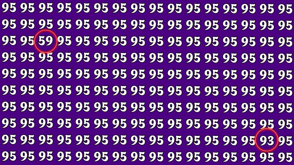 Optical Illusion: Within 9 Seconds Spot The Number 59 and 93 among 95