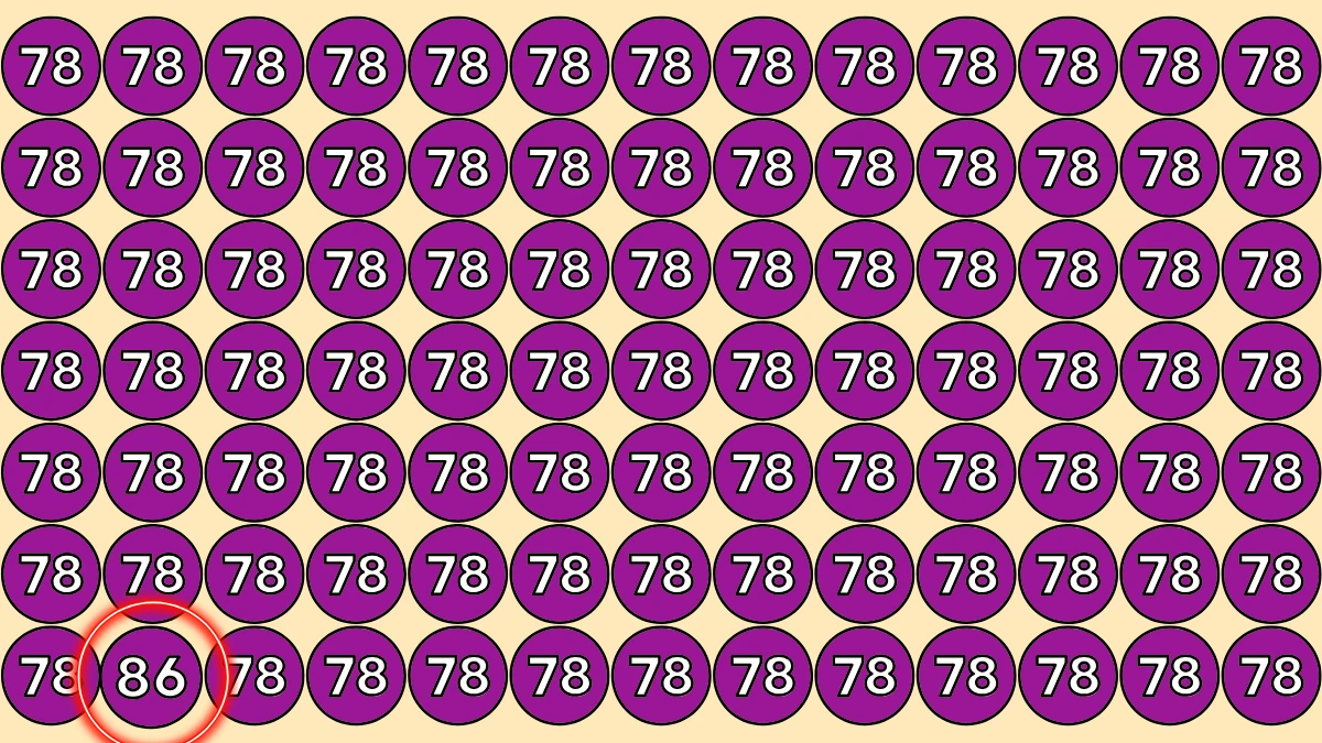 You have eagle eyes and a sharp brain if you can spot 86 among 78s in 7 seconds!