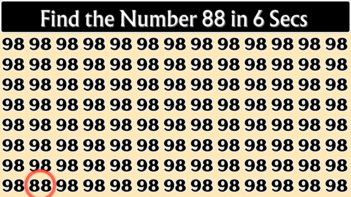 You have eagle eyes and a sharp brain if you can spot 88 among 98’s in 6 seconds!
