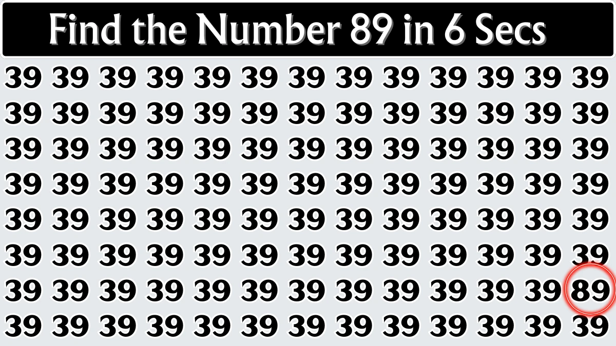 You have eagle eyes and a sharp brain if you can spot 89 among 39s in 6 seconds!