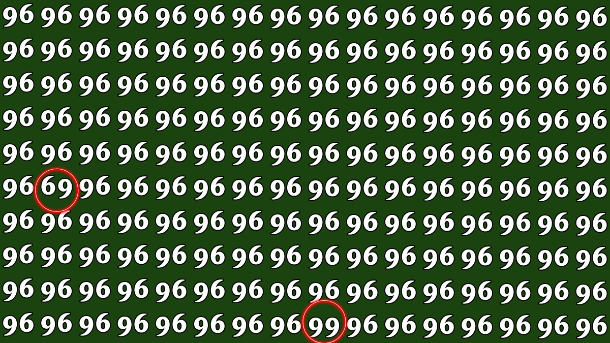 Optical Illusion: Within 6 Seconds Spot The Number 69 and 99 among 96