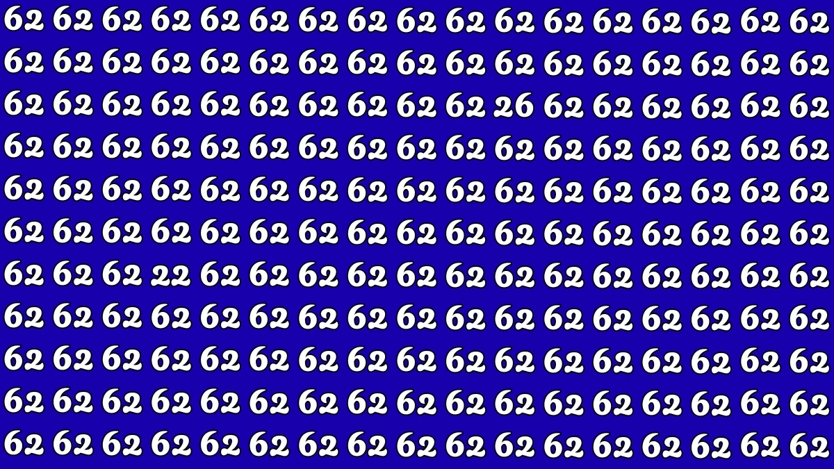 Optical Illusion: Within 5 Seconds Spot The Number 26 and 22 among 62