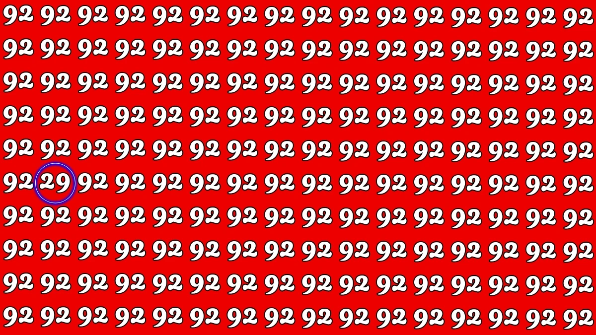 Observation Find it Out: Within 7 Seconds Spot The Number 29 among 92