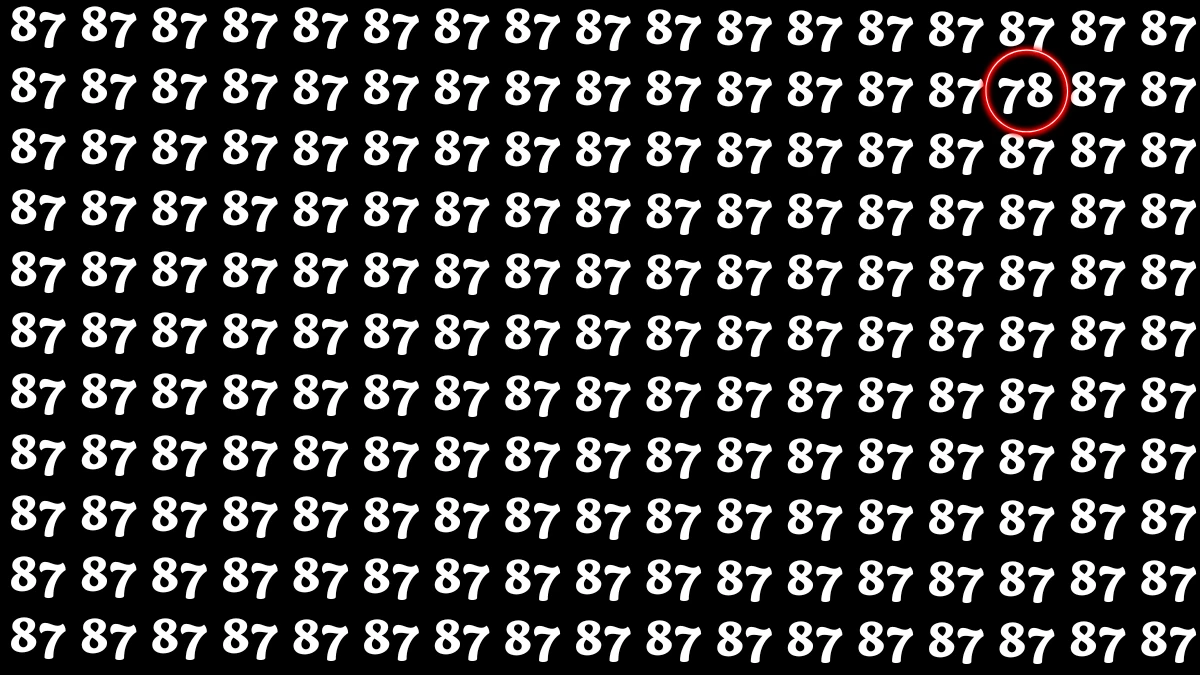 Observation Find it Out: Within 7 Seconds Spot The Number 78 among 87
