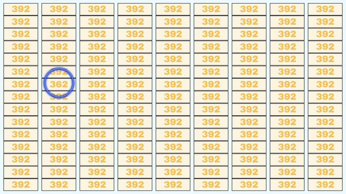 Optical Illusion 7 Seconds Challenge: Only People with Eagle Eyes Can spot the Number 362 among 392