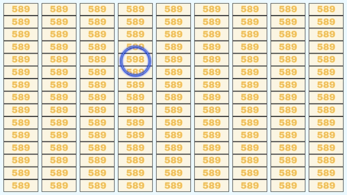 Optical Illusion 8 Seconds Challenge: Only People with Eagle Eyes Can spot the Number 598 among 589