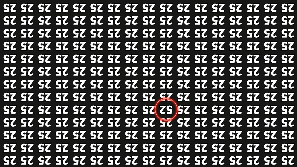 Optical Illusion IQ Test: Are You A Genius? Within 6 Seconds Spot The Inverted 52 among Inverted 25s
