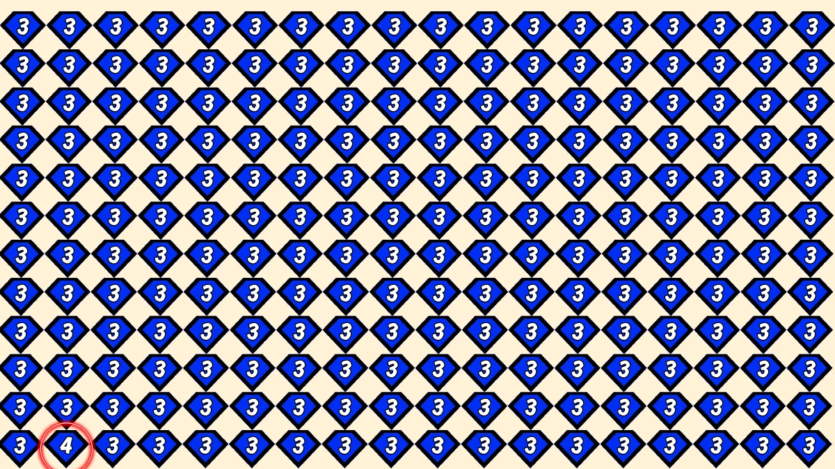 Optical Illusion IQ Test: Are You A Genius? Within 7 Seconds Spot The Number 4 among 3