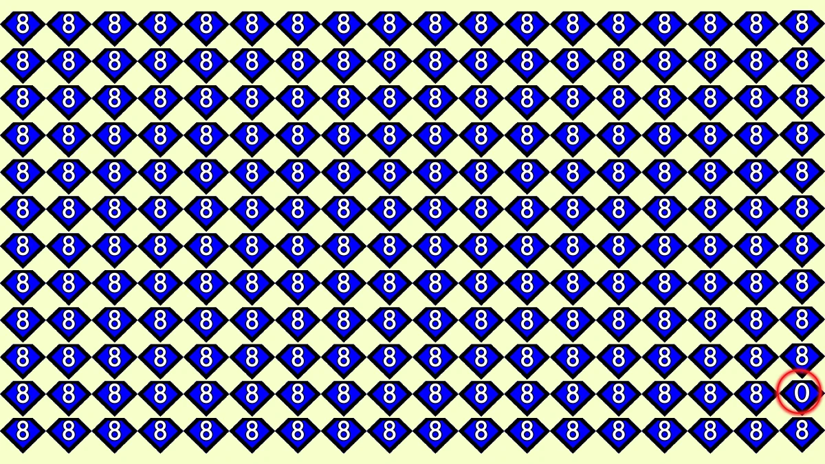 Optical Illusion IQ Test: Are You A Genius? Within 9 Seconds Spot The Number 0 among 8